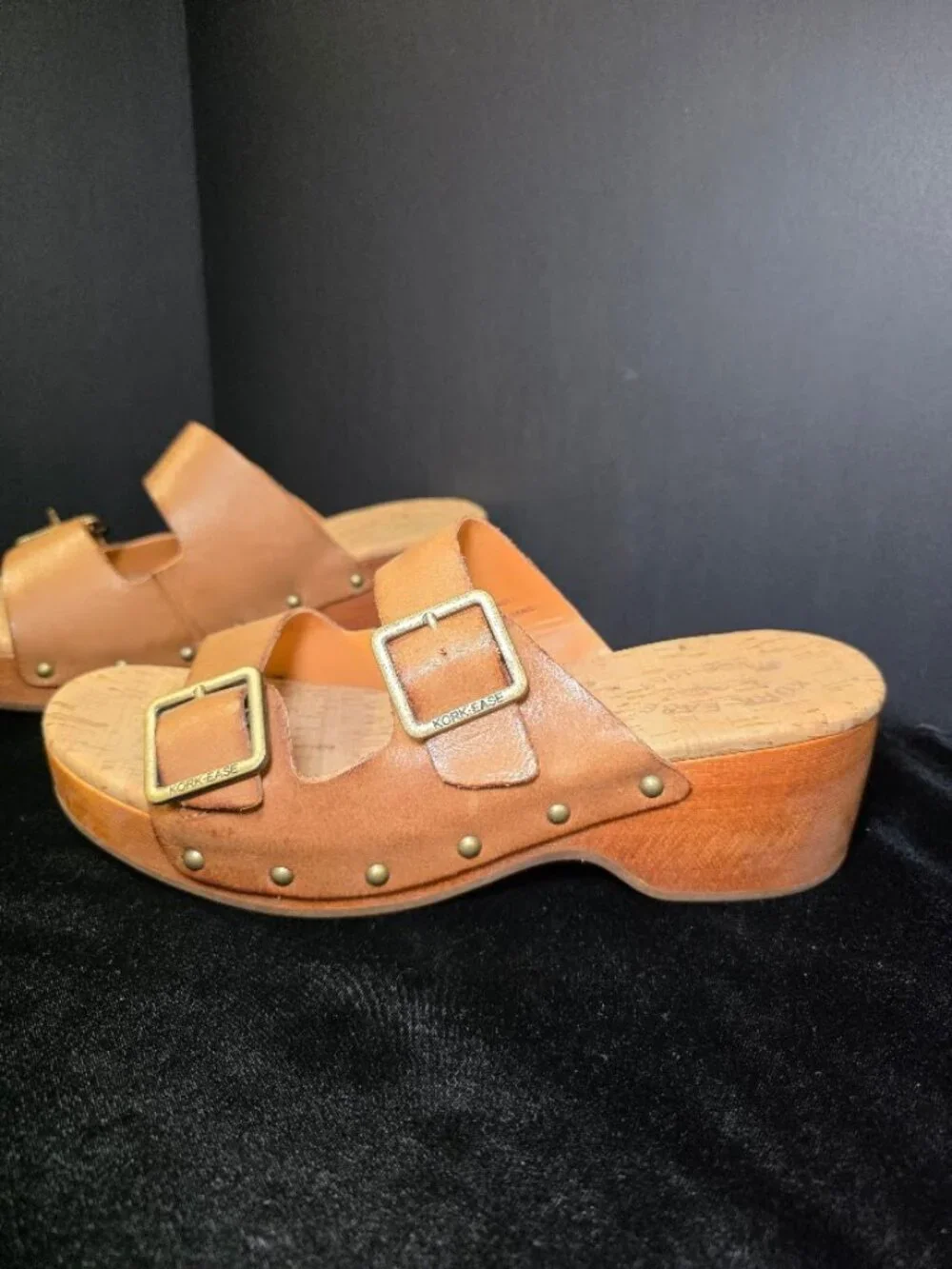 Kork-Ease Saffron Slide Leather Sandal Cork Woodgrain 9